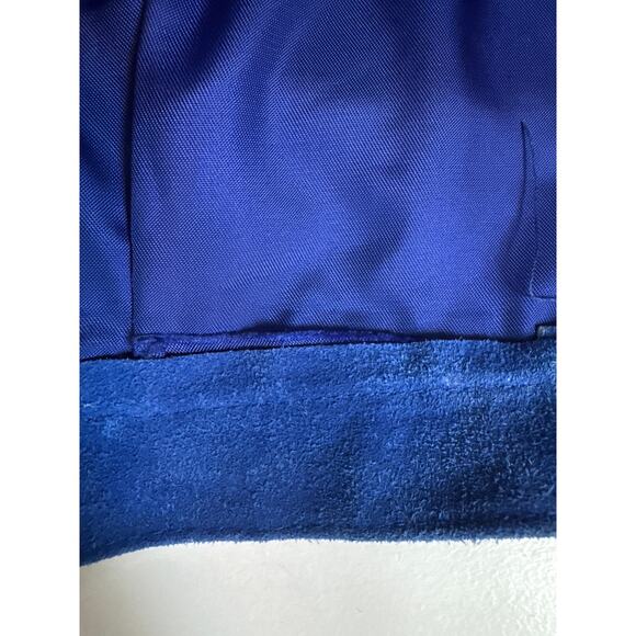 Vintage 80s Bright Electric Blue Retro Leather Mini Skirt Womens Small Glam Rock - Picture 8 of 8